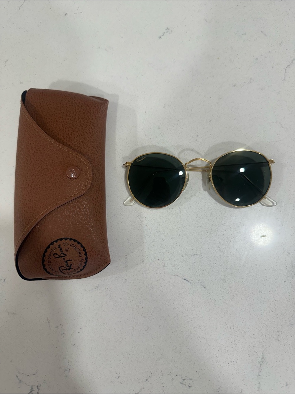 Vintage B&L Ray Ban Classic Round Gold Metal Frame Sunglasses W0603 G-15 Unisex
